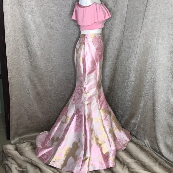 Jovani #59666 Pink Two Piece Mermaid Prom Gown - Picture 5 of 8